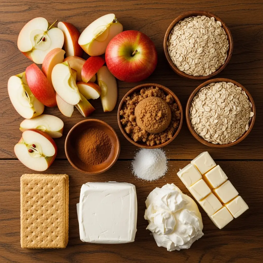 Ingredients for Apple Crisp Cheesecake with Cinnamon Apples