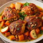 Autumn Chicken Dinner with apples and sweet potatoes