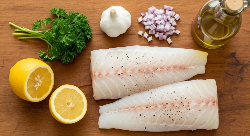 Ingredients for Tasty Baked Cod in Coconut Lemon Cream Sauce