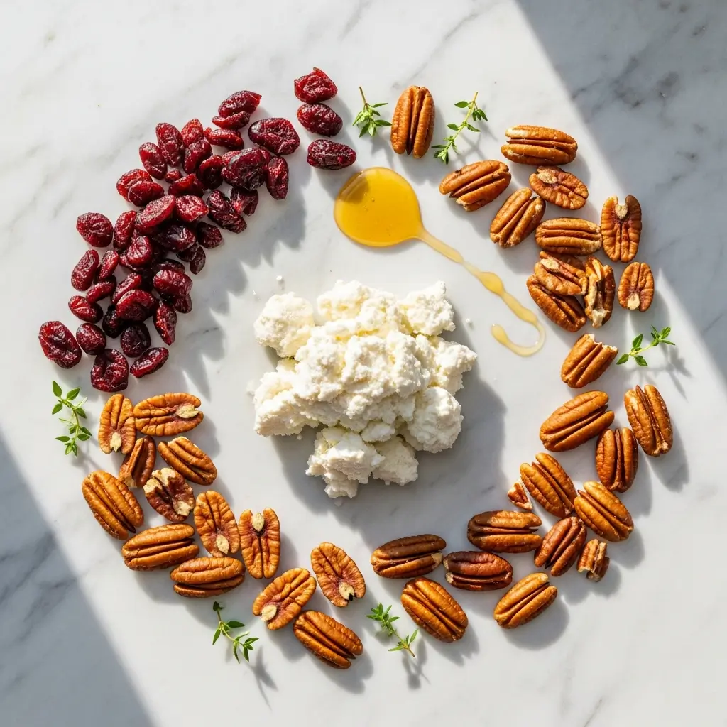 Ingredients for Best Cranberry Pecan Cheese Ball with Honey