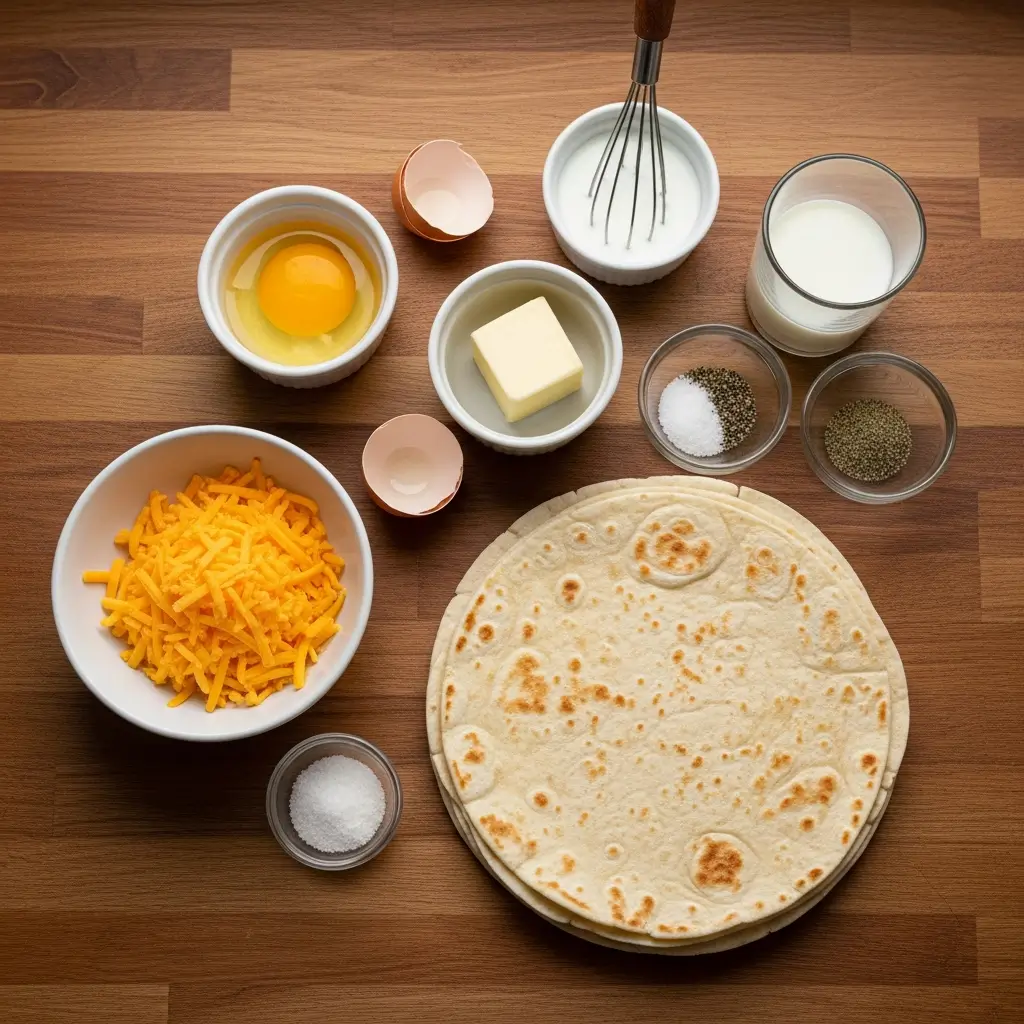Cheddar Egg Quesadilla Recipe ingredients