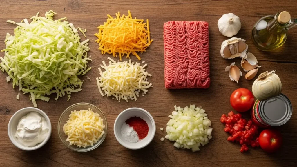 Cheesy Cabbage Beef Casserole Ingredients