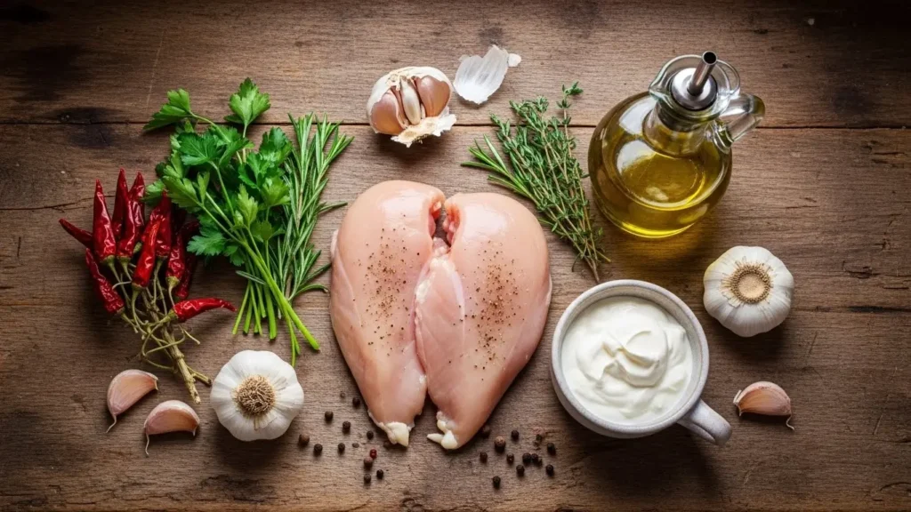 Ingredients for Chicken with Boursin Sauce with Garlic and Fine Herbs