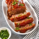 Classic Meatloaf with mashed potatoes and green beans