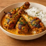 Creamy Paprika Chicken Drumsticks served over rice