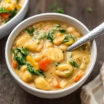 creamy vegan gnocchi soup in a bowl