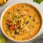 Crockpot Chicken Tortilla Soup with tortilla strips
