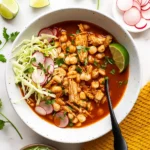 Easy Chicken Pozole with toppings