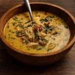 Easy Garlic Parmesan Chicken Soup in bowl with parsley