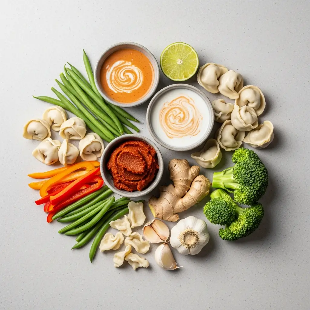 Ingredients for Easy Thai Red Curry Dumpling Soup