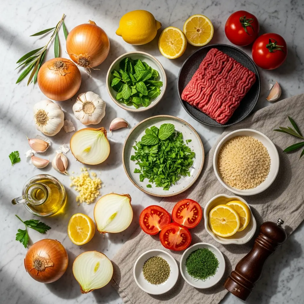 Ingredients for Greek Stuffed Onions