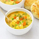 Healthy Chicken Pot Pie Soup in a bowl