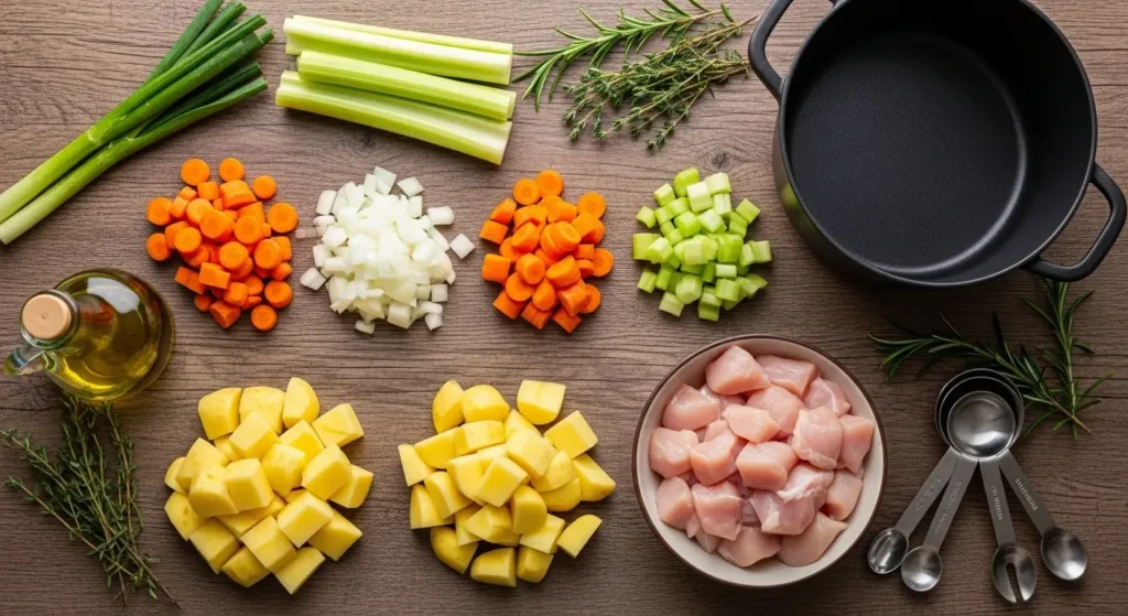 Healthy Chicken Pot Pie Soup ingredients
