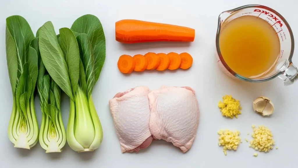 Ingredients for Hearty Bokchoy Chicken Soup