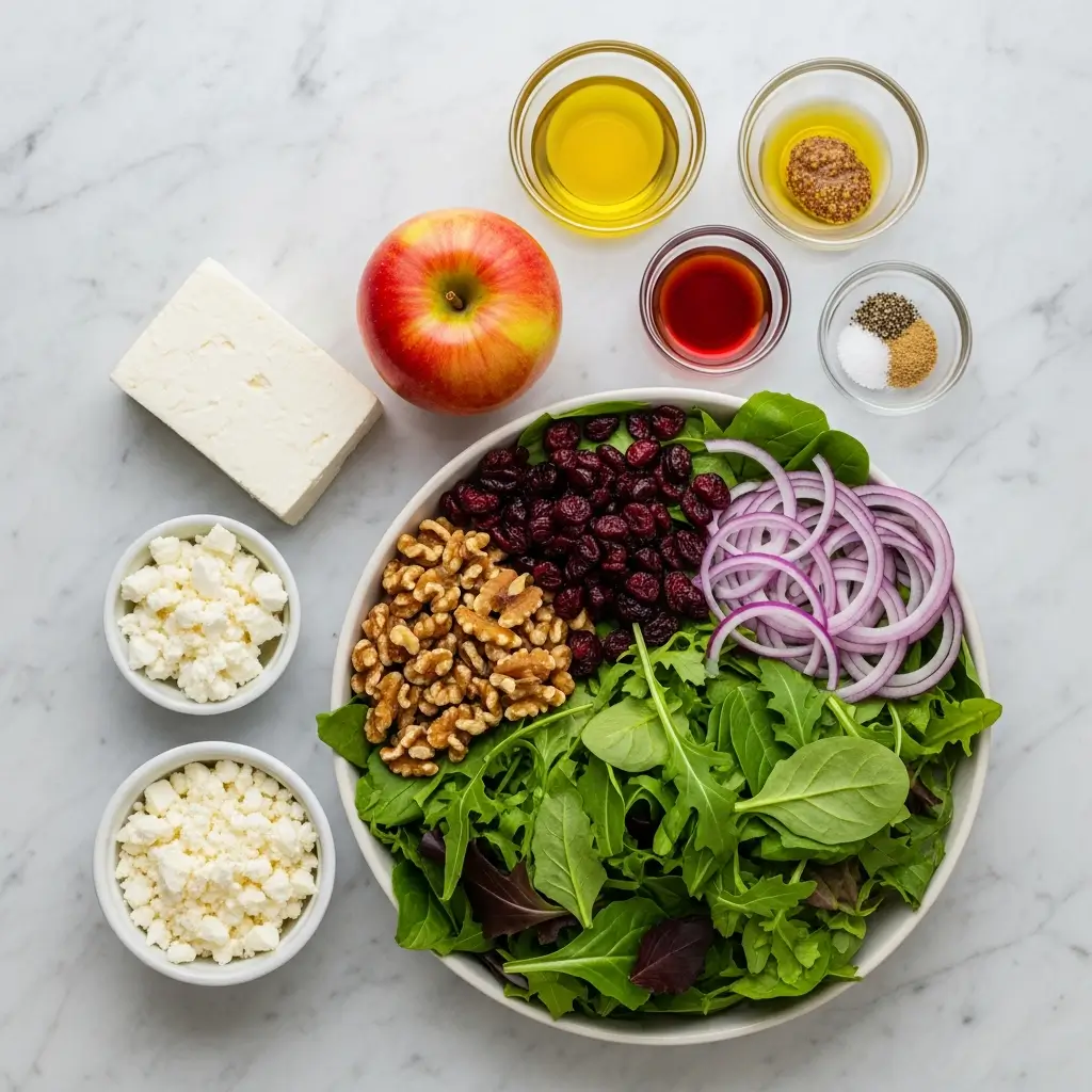 Ingredients for Honeycrisp Apple and Feta Salad