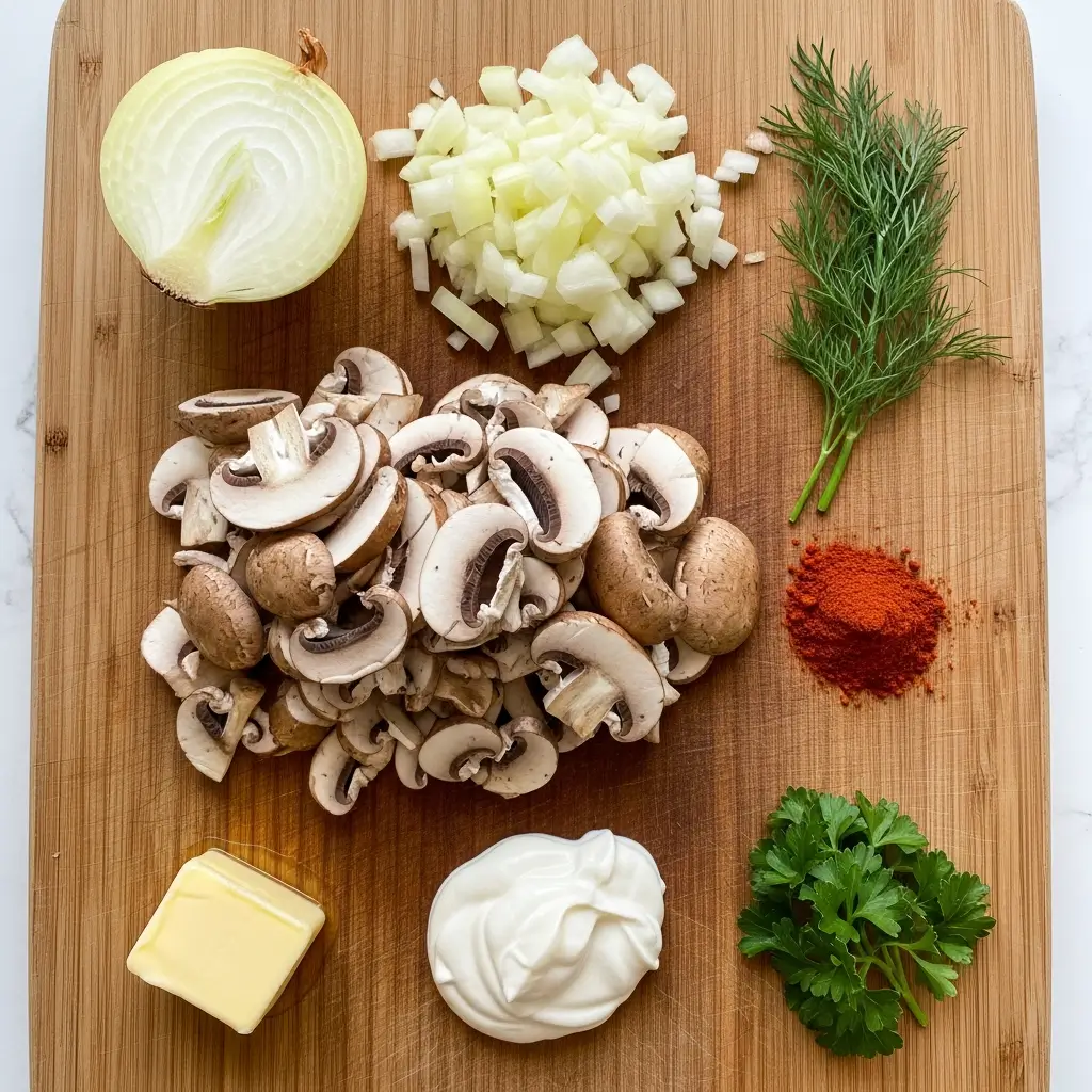 Hungarian Mushroom Soup with Dill ingredients