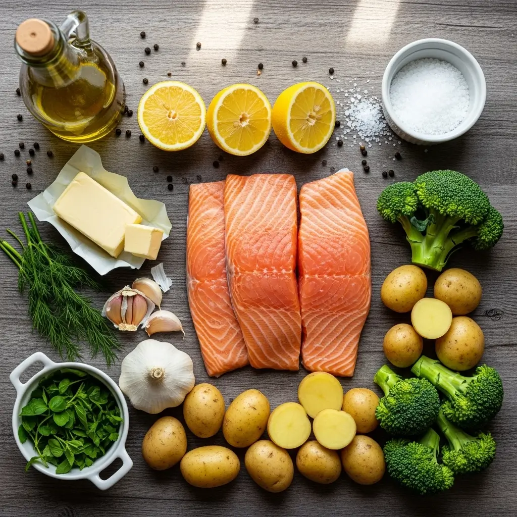lemon-butter-salmon-ingredients-broccoli-potatoes