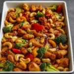 Sheet Pan Cashew Chicken one-pan dinner recipe