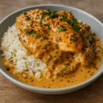Smothered Chicken and Rice skillet with creamy gravy