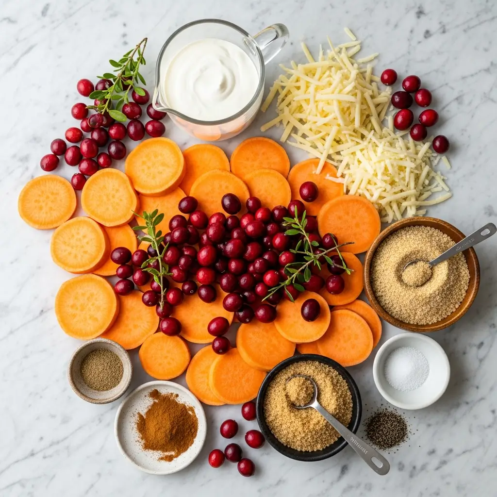 Sweet Potato and Cranberry Gratin Ingredients