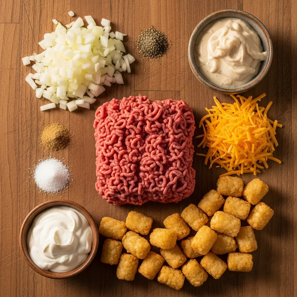 Tater Tot Casserole with Ground Beef Ingredients