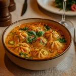 Thai Curry Dumpling Soup in coconut curry broth
