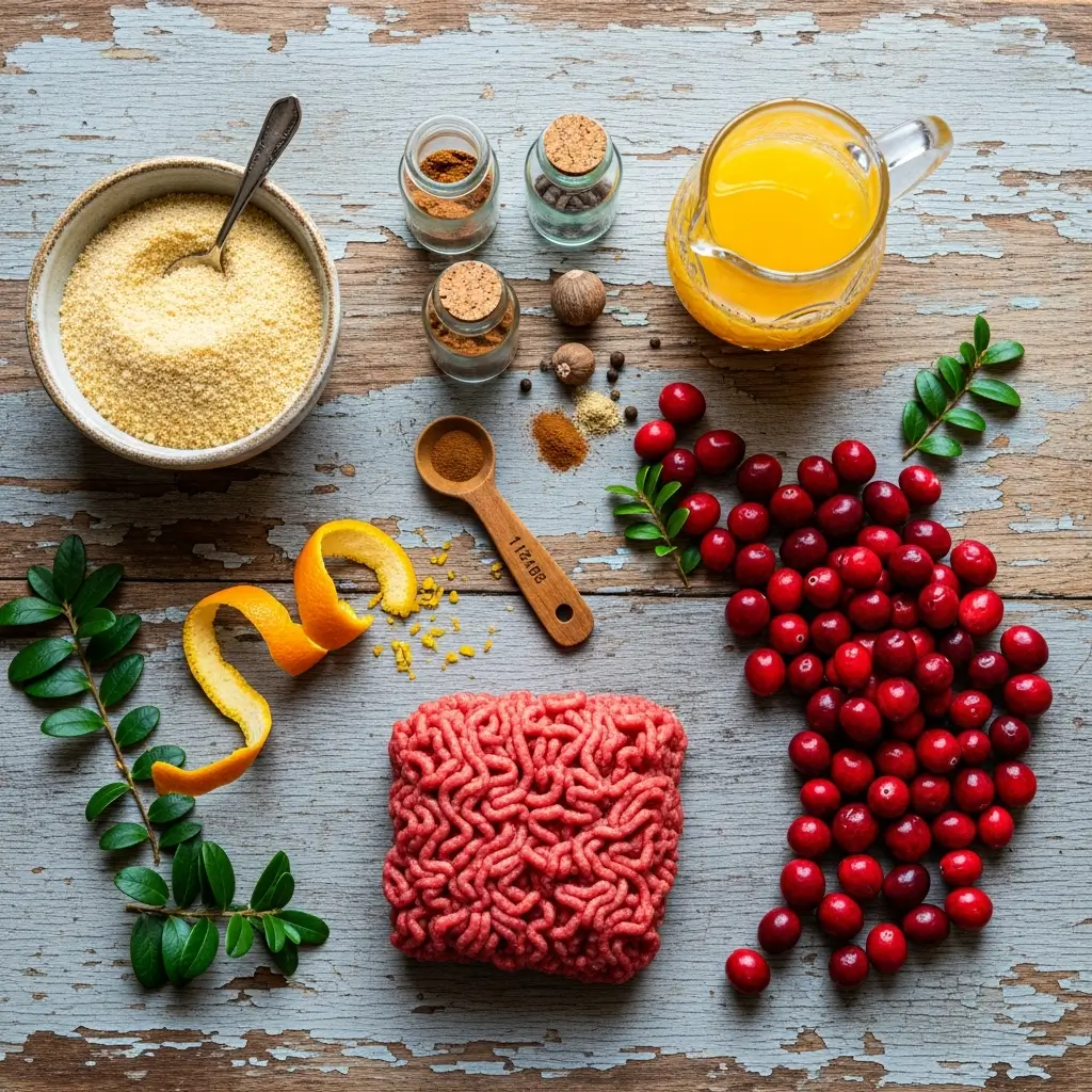 Ultimate Cranberry Meatballs Ingredients Flat Lay