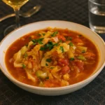 Cozy Cabbage Soup in a rustic bowl with bread