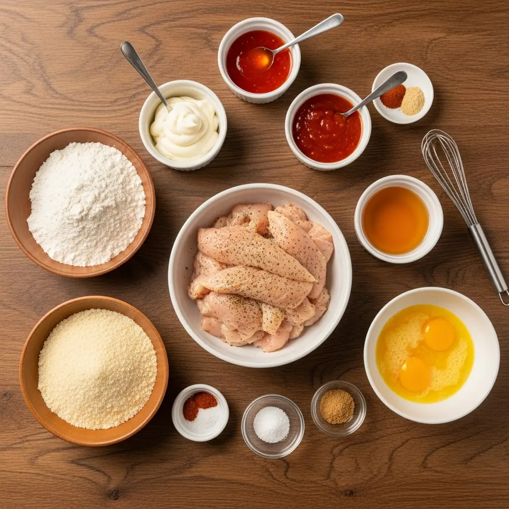 Bang Bang Chicken ingredients arranged on a kitchen counter