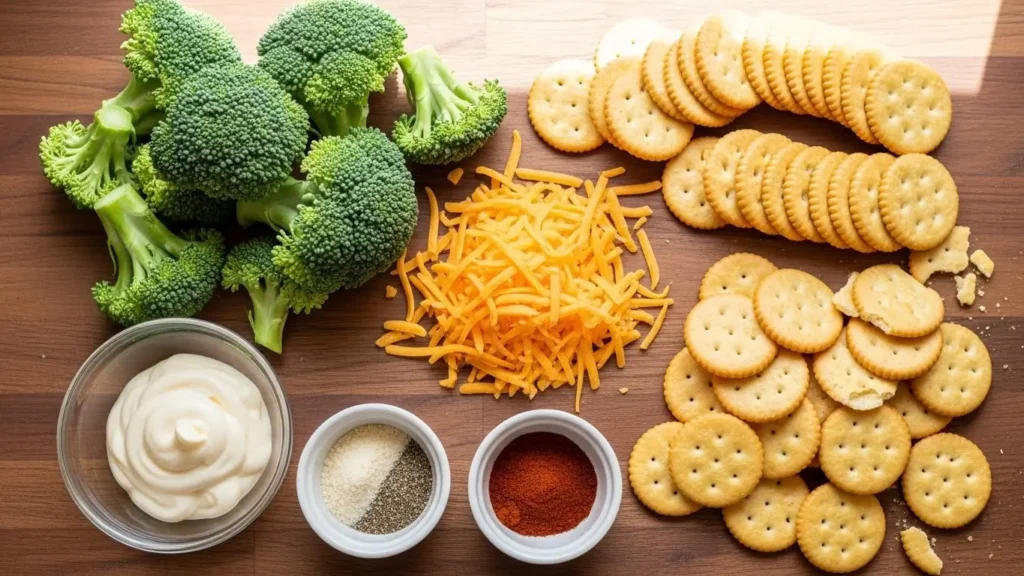 Broccoli and Cheese Cracker Casserole Ingredients