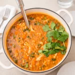 Chicken Lentil Soup hearty bowl with kale and lentils