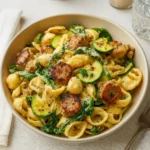 Creamy Protein-Packed Pasta Bowl with zucchini and chicken sausage