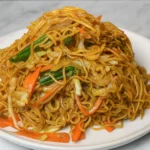 Easy 15-Minute Lo Mein noodles in bowl with vegetables