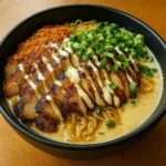 Fiery Chicken Ramen with Creamy Garlic Sauce