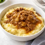 Ground Beef and Gravy Over Mashed Potatoes