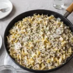 Ground Beef Stroganoff with noodles