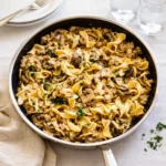 Ground Turkey Stroganoff with egg noodles