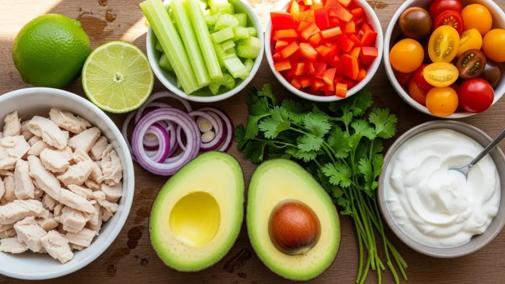 Ingredients for Healthy Avocado Chicken Salad recipe