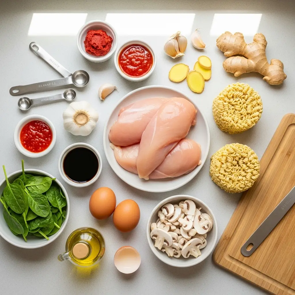 Japanese-Style Spicy Chicken Ramen Ingredients