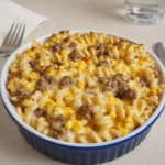 Loaded Cheddar Ranch Beef Casserole fresh from oven