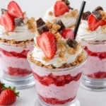 No-Bake Strawberry Cheesecake Parfaits layered dessert