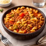 Old-Fashioned Goulash in cast iron skillet