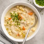 One Pot Creamy Chicken Soup in a bowl