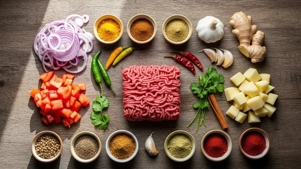 Ingredients for Pakistani Ground Beef and Potato Curry