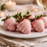 Pink Chocolate-Covered Strawberries with White Drizzle