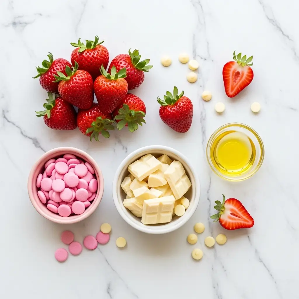 Ingredients for Pink Chocolate-Covered Strawberries