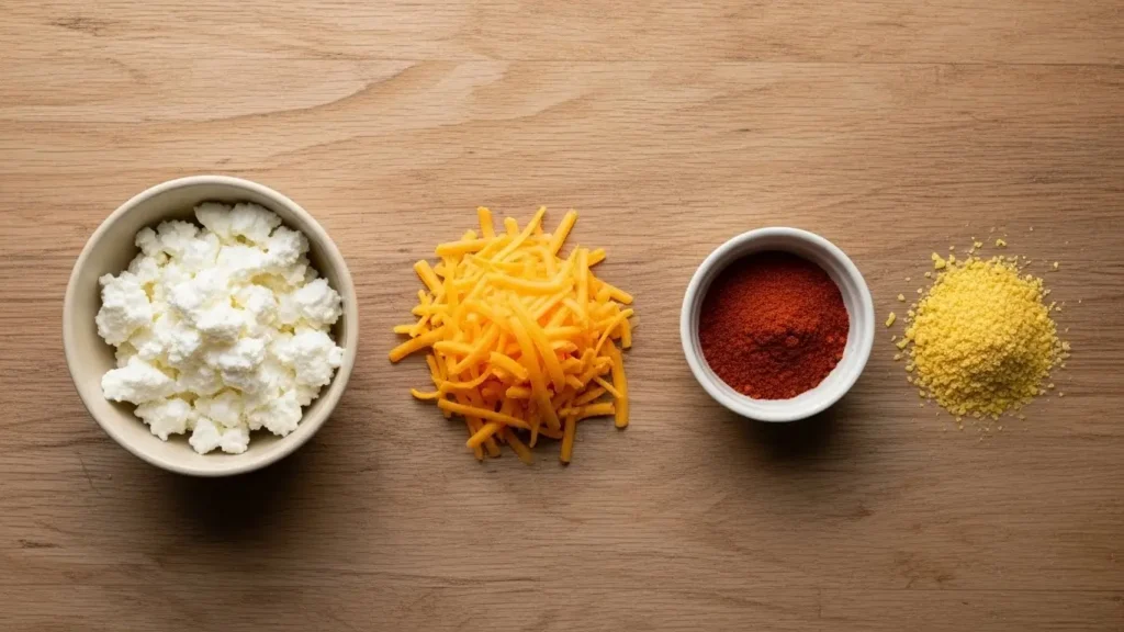 Ingredients for high protein cottage cheese queso