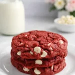Red Velvet Cake Mix Cookies on rustic plate