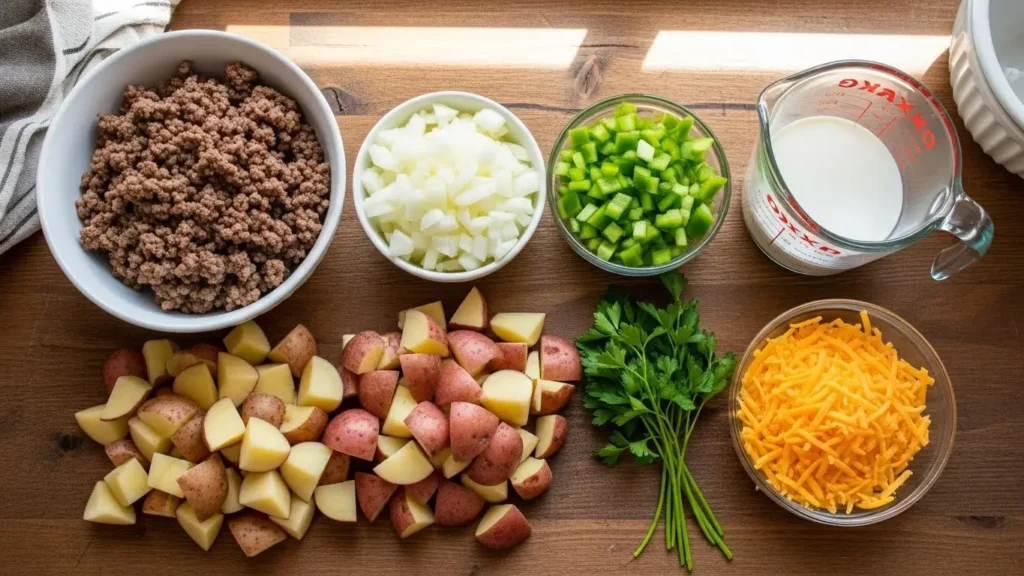 Slow Cooker Cowboy Potato Casserole ingredients