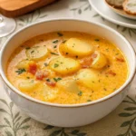 Spicy Cajun Potato Soup served hot with bread
